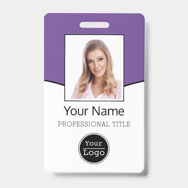 Badge Photo personnalisée de l'employé, Code barre, Logo (Avant)