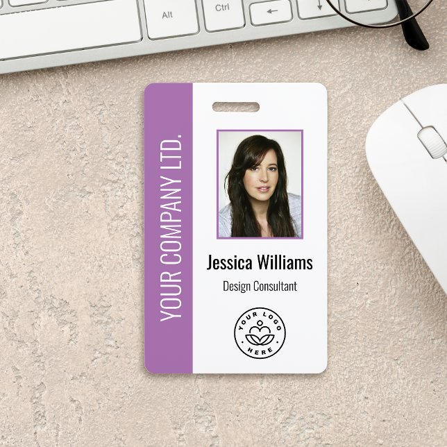Badge Photo personnalisée de l'employé, Code barre, Logo (Créateur téléchargé)