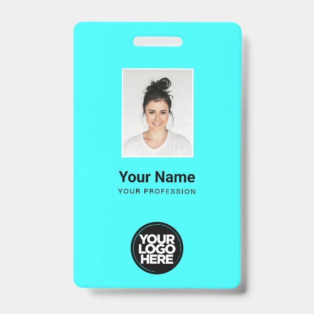 Badge Photo personnalisée de l'employé, Code barre, Logo (Avant)