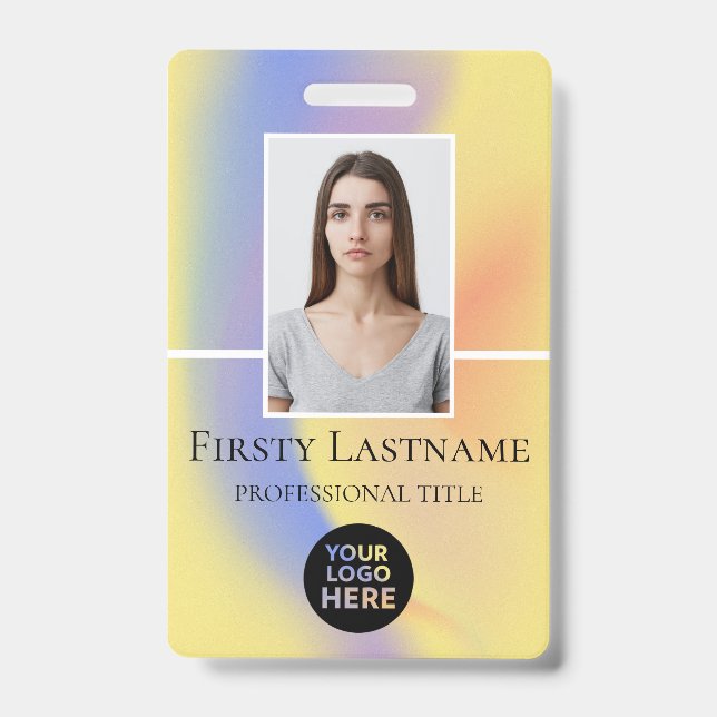 Badge Photo personnalisée de l'employé, code-barres, log (Avant)
