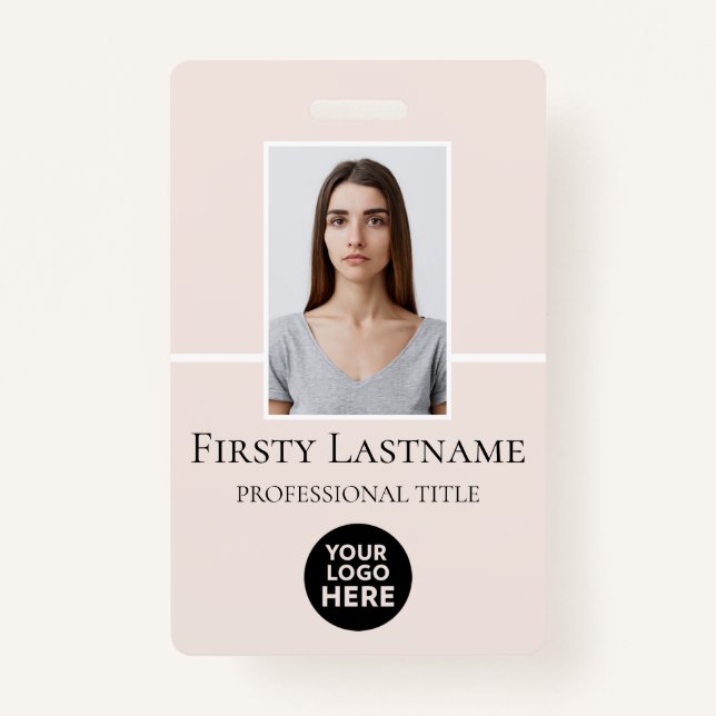 Badge Photo personnalisée de l'employé, Code-barres, Log (Devant)