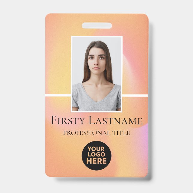 Badge Photo personnalisée de l'employé, Code-barres, Log (Face)