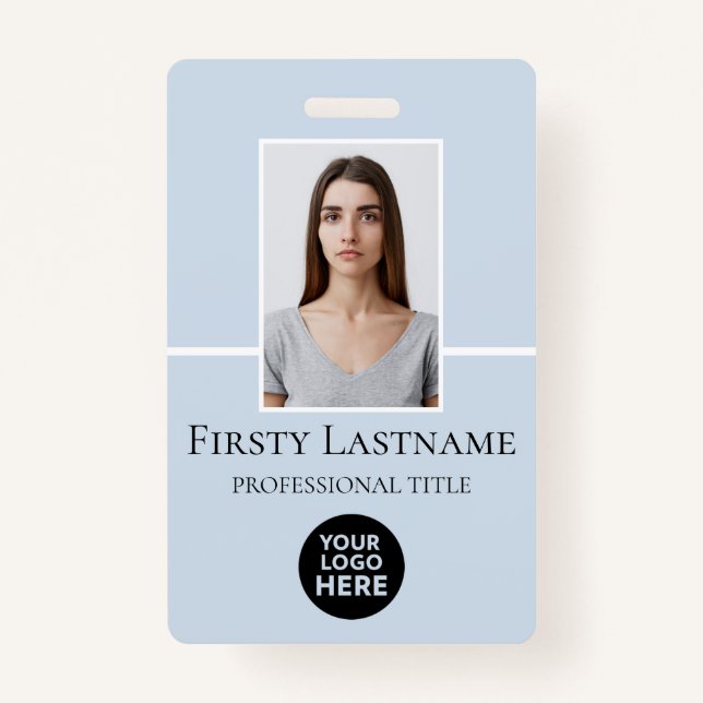 Badge Photo personnalisée de l'employé, Code-barres, Log (Devant)