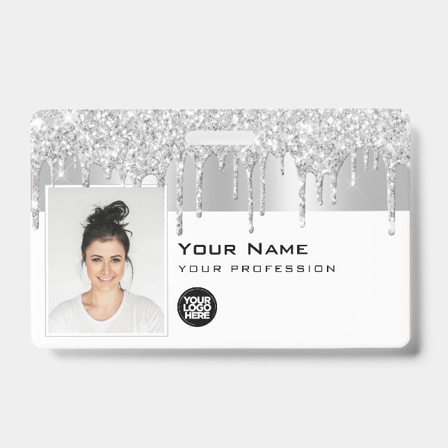 Badge Photo personnalisée de l'employé, code-barres, log (Avant)