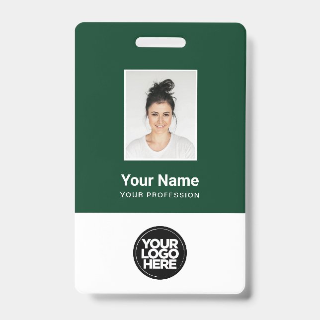 Badge Photo personnalisée de l'employé, code Qr, logo, n (Avant)