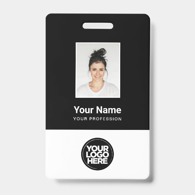 Badge Photo personnalisée de l'employé, code Qr, logo, n (Avant)