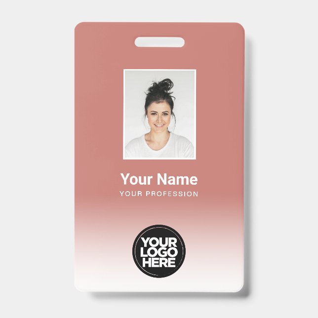 Badge Photo personnalisée de l'employé Dégradé Terracott (Avant)
