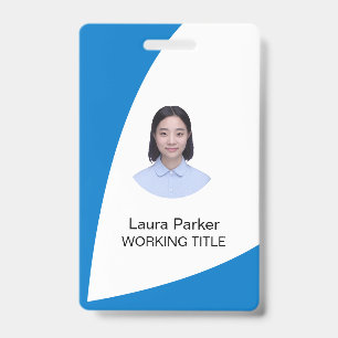 Badge Photo personnalisée de l'employé Texte bleu Indigo