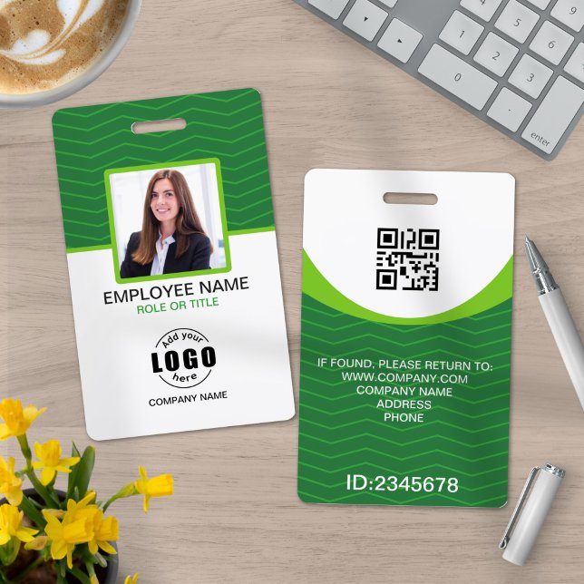 Badge Photo personnalisée Entreprise Employé Code QR Ver (Créateur téléchargé)