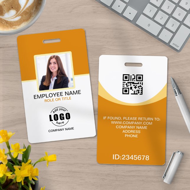 Badge Photo personnalisée Entreprise Employé QR Code Jau (Créateur téléchargé)