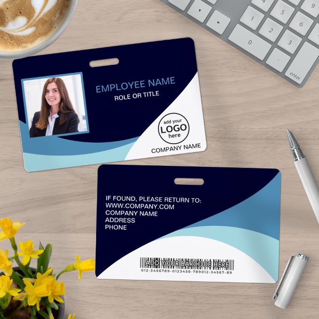 Badge Photo personnalisée Nom de l'employé de l'entrepri (Créateur téléchargé)