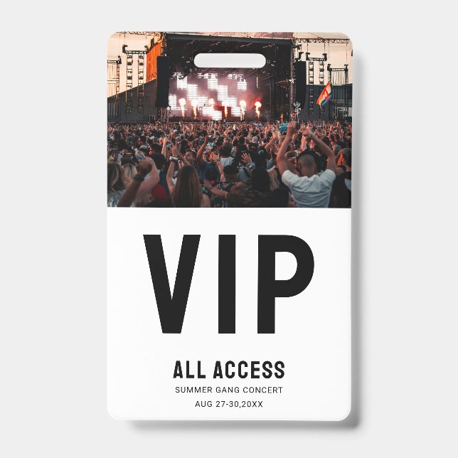 Badge Photo personnalisée VIP All Access Pass Concert (Face)