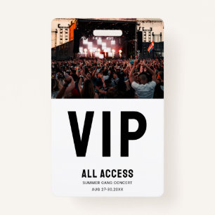 Badge Photo personnalisée VIP All Access Pass Concert