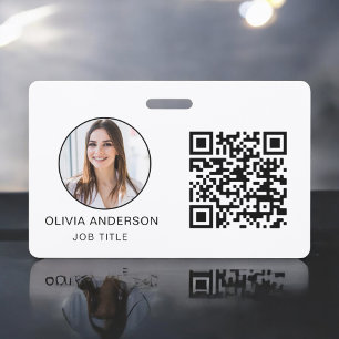 Badge Photo professionnelle QR Code Carte de visite blan