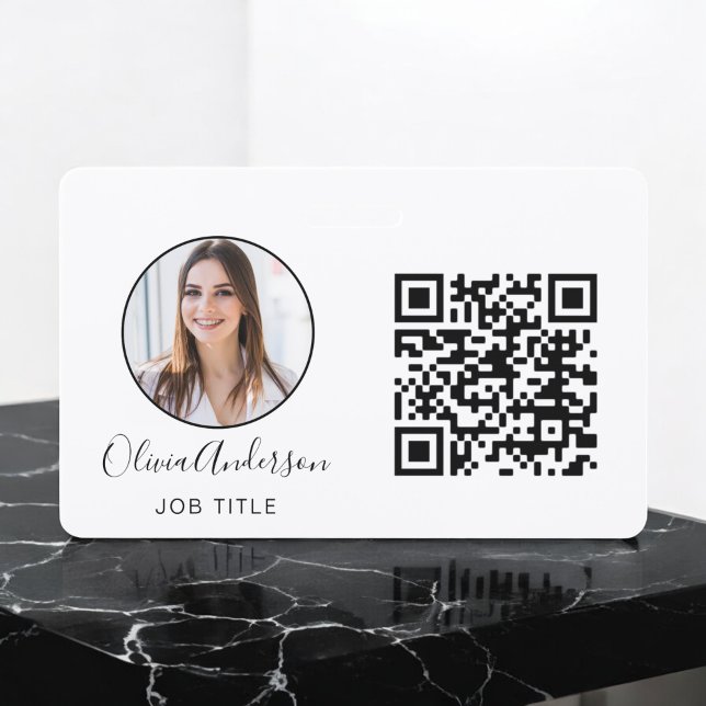 Badge Photo professionnelle QR Code Carte de visite blan (Créateur téléchargé)