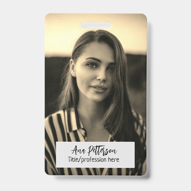 Badge photo professionnelle QR site email social moderne (Avant)