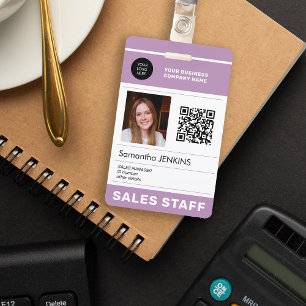Badge Photo QR CODE logo de l'entreprise nom de l'employ