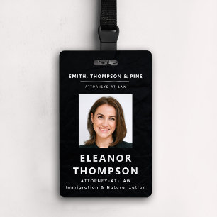 Badge Photo QR d'entreprise élégant et moderne en noir