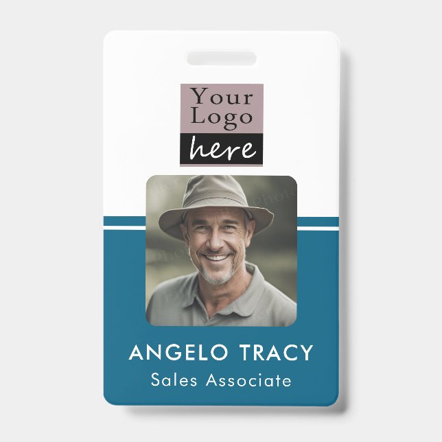Badge photo simple avec logo d'entreprise (Avant)