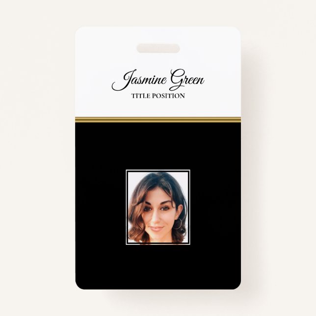 Badge Photo Sur Arrière - plan Noir Et Blanc (Devant)