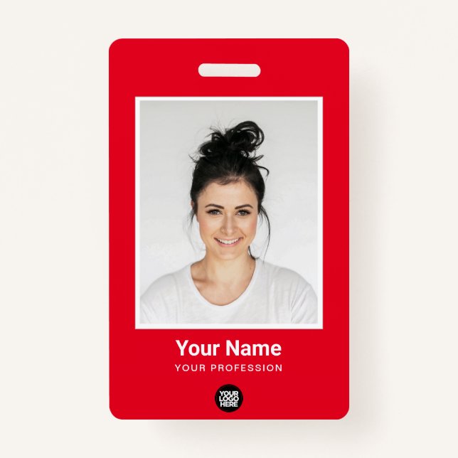 Badge Photo volumineuse de l'employé rouge personnalisée (Devant)