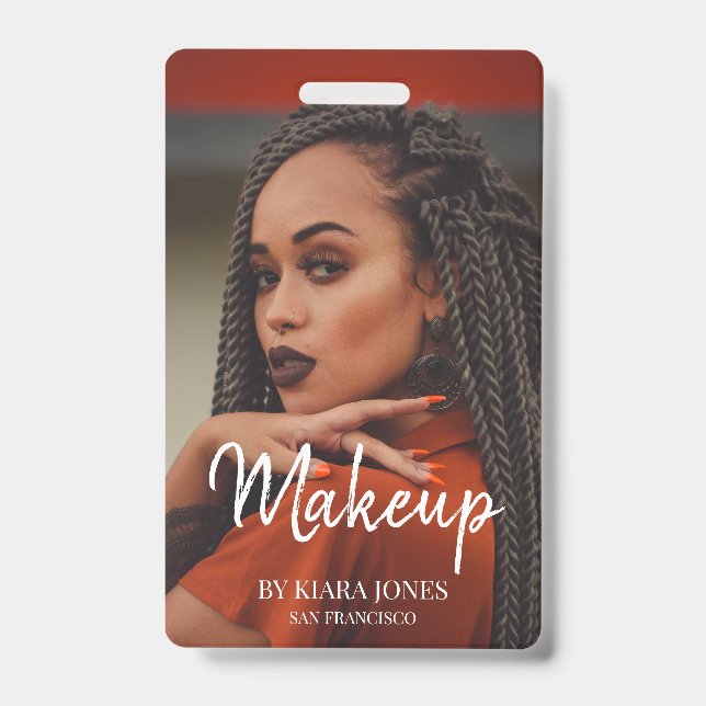 Badge Photographe Maquilleuse Branchée Écriture Blanche (Avant)