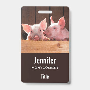 Badge Photographie d'animaux de cochons roses mignons