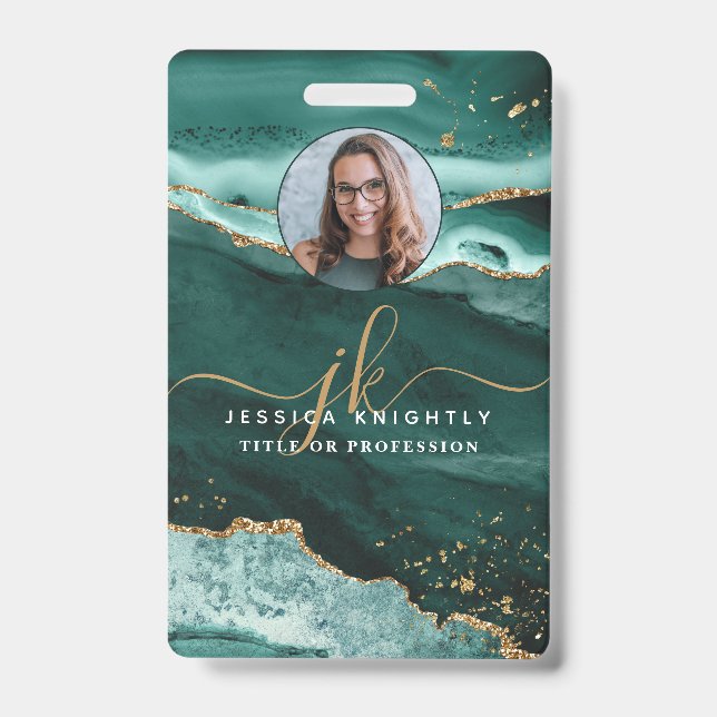 Badge Photographie de monogramme de script de scintillem (Avant)