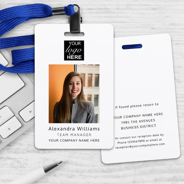 Badge Photographie d'identité de l'employé Sécurité de l (Custom business square your logo here employee photo id security badge modern professional )