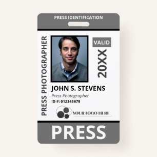 Badge Photographie et logo gris noir ID de la presse 