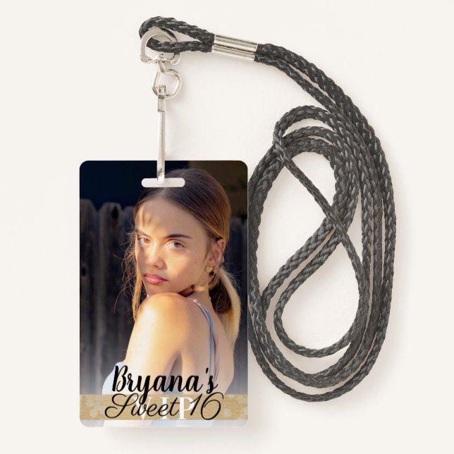 Badge Photographie Gold VIP Anniversaire Pass (Devant avec lanière)