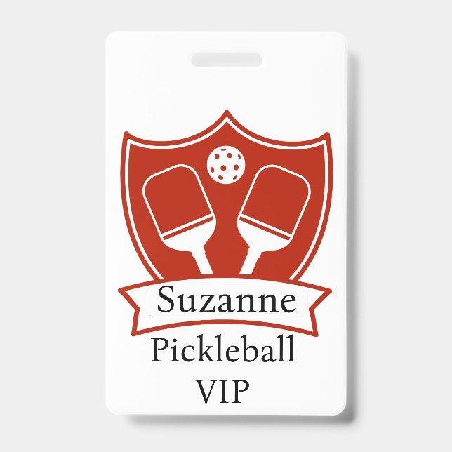 Badge Pickleball rouge VIP personnalisé (Front)