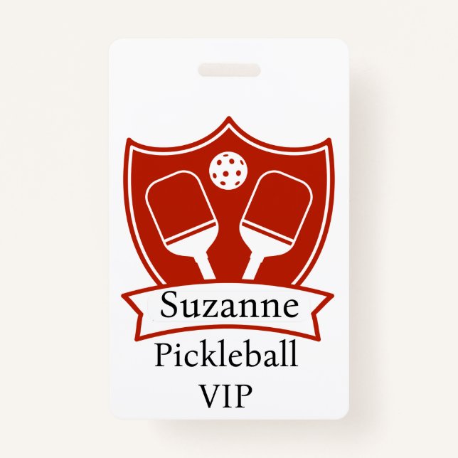 Badge Pickleball rouge VIP personnalisé (Devant)