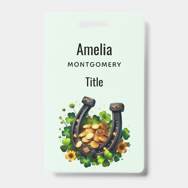 Badge Pièces en or Lucky Horseshoe et Clover (Face)