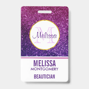 Badge Pierres gemmes scintillantes roses et violettes