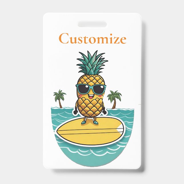 Badge Pineappa Surfer Dirige Une Vague Thunder_Cove (Avant)