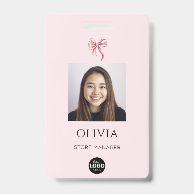 Badge Pink Bow Professional Small Business Photo Logo (Face)