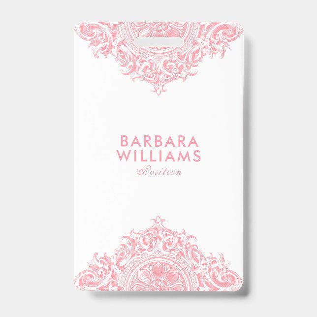 Badge Pink Girly Ornate Ornament (Avant)