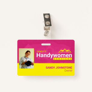 Badge Pink Handywoman Business Metal Clip Badp