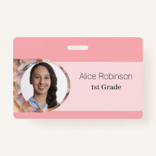 Badge Pink Teacher Modern Style Code employé