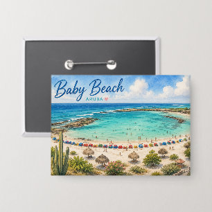 Badge Plage de bébé Aruba Voyage souvenir des Caraïbes