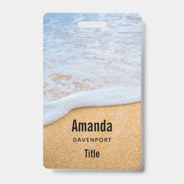 Badge Plage de sable avec ressac écumeux (Avant)