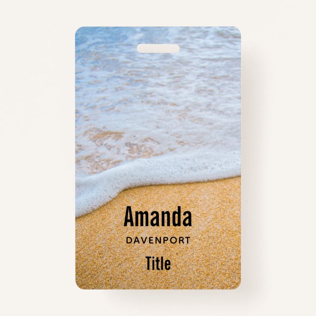 Badge Plage de sable avec Surf en mousse (Devant)