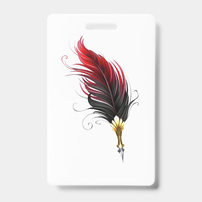Badge Plume rouge avec pointe en or (Avant)