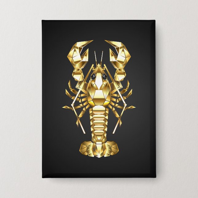 Badge Poisson à langouste polygonale dorée sur noir (Recto)