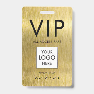 Badge Police Simple VIP sur Métal Doré Brossé