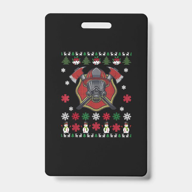 Badge Pompier Drôle Noël Joli Amour Dons (Avant)
