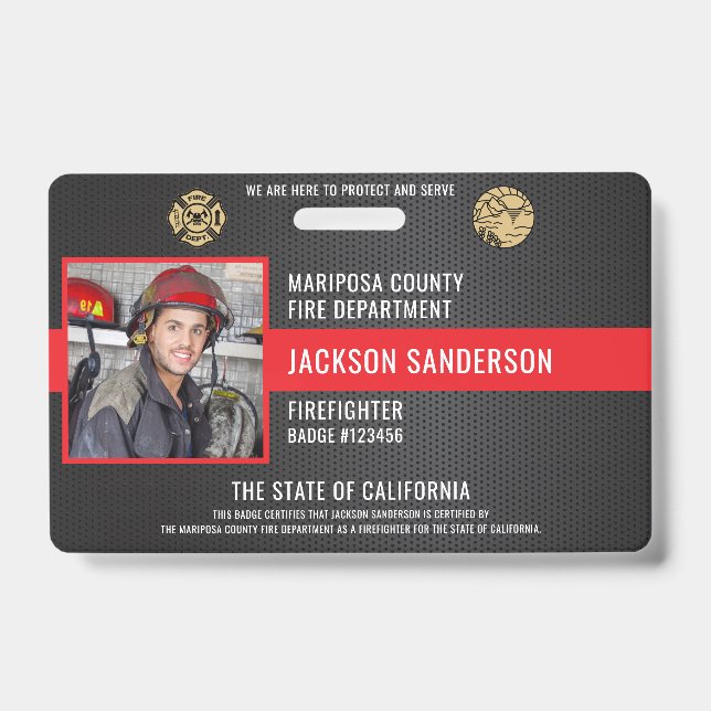 Badge Pompier personnalisable Employé du service des inc (Avant)