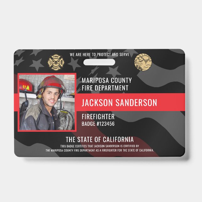 Badge Pompier Service des incendies Photo Code de l'empl (Avant)