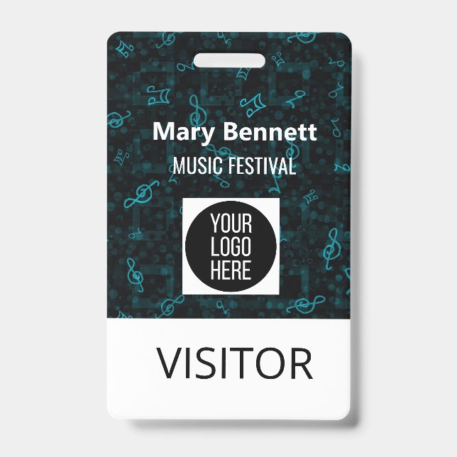 Badge Porte-badge à motif de note de musique | Porte-bad (Avant)